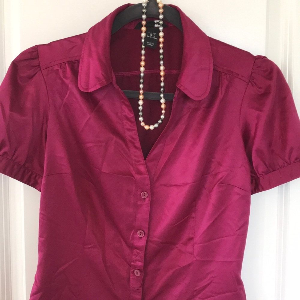 Magenta Silk Blouse